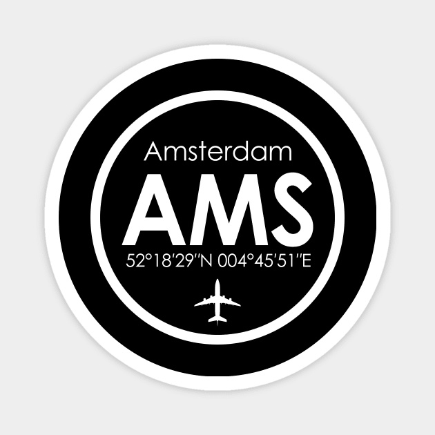 AMS, Amsterdam Schipol Airport Magnet by Fly Buy Wear